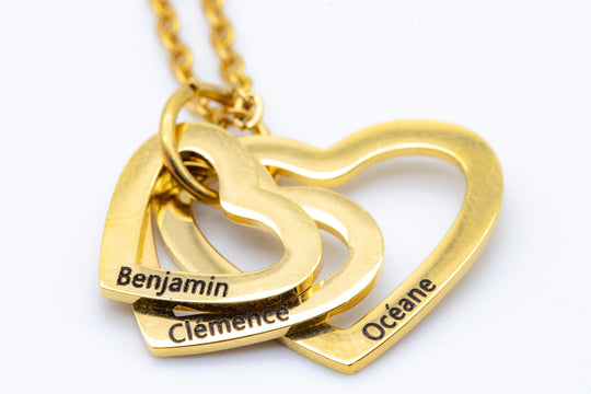 Collier Pendentifs  coeurs entrelacés personnalisable