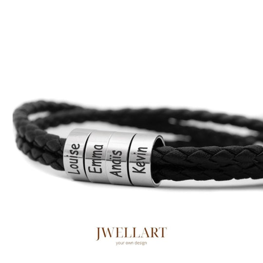 Bracelet Homme en Cuir Tressé Noir