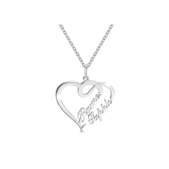 Collier Coeur  couple deux prenoms